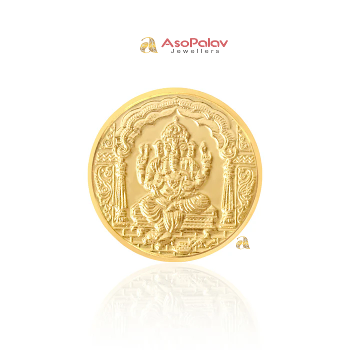 24K Pure 50 mg Ganesha Gold Coin