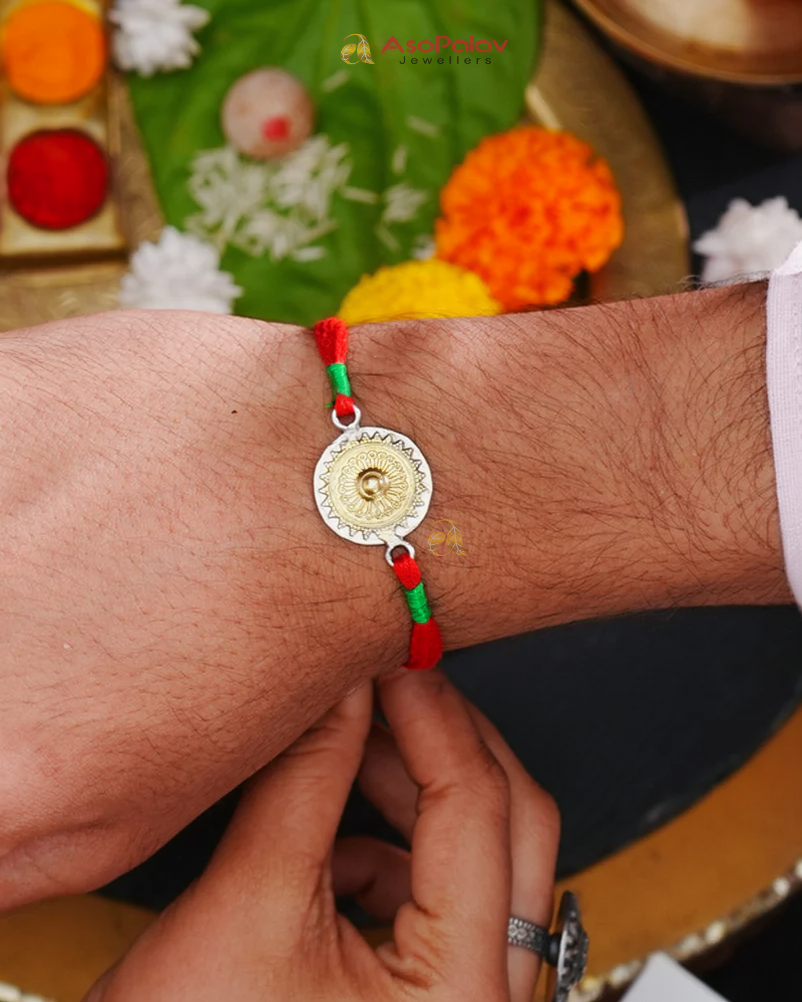 Surya Two Tone 925 Silver Handcrafted Rakhi for Brother