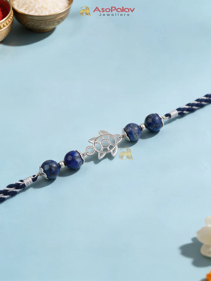 Blessings Silver Rakhi for Brother – Sacred Kurma Design