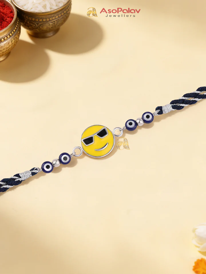 Cool Smiley Silver Rakhi for Brother – Happy Vibes Gift