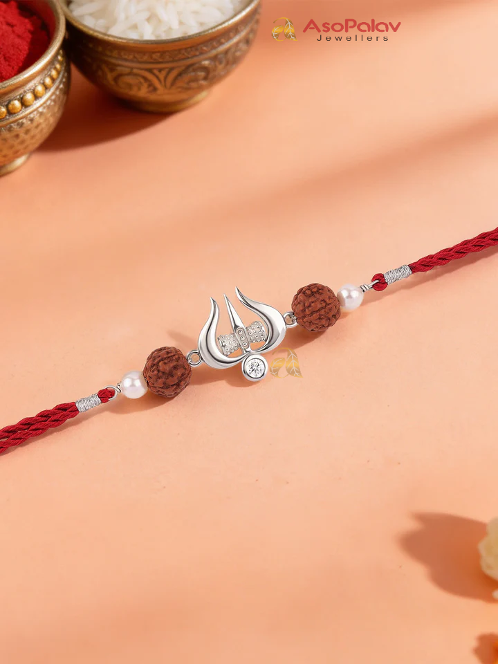 Divine Trishul Rudraksha Rakhi – A Sacred Gift for Brother